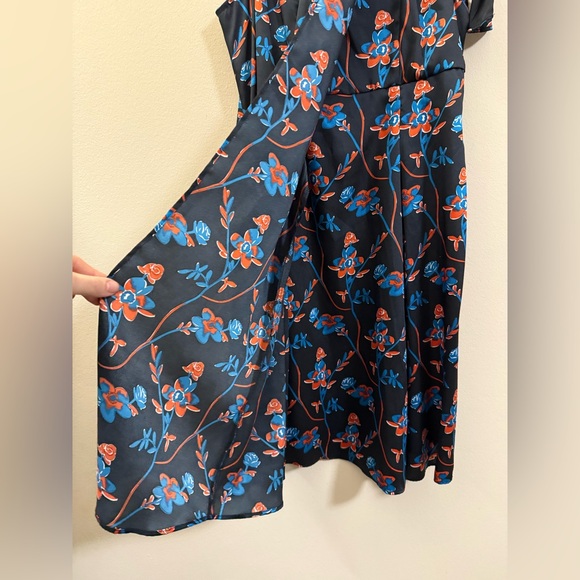 Thakoon Collective Daisy Floral Shoulder Tie Mini‎ Dress in Black Blue & Red - 4 - Picture 6 of 11